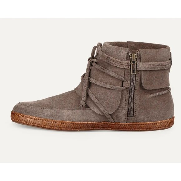 UGG Reid Ankle Boot Womens Size 10 Suede Bootie Slate Gray Zipper - Picture 9 of 12